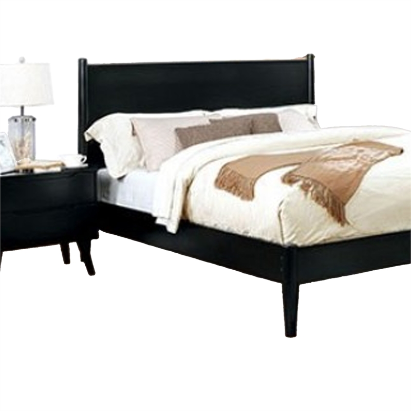 Leyla 4pc Queen Bedroom Set- Dresser with Oval Mirror- Black Wood