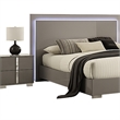 Suni 4pc Complete Queen Bedroom Set w LED Headboard- Light Taupe Gray