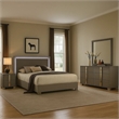 Suni 4pc Complete Queen Bedroom Set w LED Headboard- Light Taupe Gray