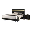 Yoki 5pc Queen Bedroom Set w Underbed LED- Black and Gold- 2 Nightstands