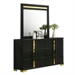 Yoki 5pc Queen Bedroom Set w Underbed LED- Black and Gold- 2 Nightstands