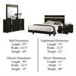 Yoki 5pc Queen Bedroom Set w Underbed LED- Black and Gold- 2 Nightstands