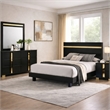 Yoki 5pc Queen Bedroom Set w Underbed LED- Black and Gold- 2 Nightstands