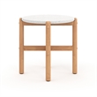 Scy Patio Side End Table- 19 Inch White Terrazzo Top- Natural Brown