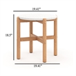 Scy Patio Side End Table- 19 Inch White Terrazzo Top- Natural Brown