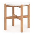 Scy Patio Side End Table- 19 Inch White Terrazzo Top- Natural Brown