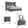 Ino 4pc Queen Bedroom Set with Wingback Headboard- Gray Upholstery