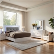 Gely 4pc Queen Bedroom Set- Button Tufted Upholstery- LED- Glossy White