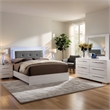 Gely 4pc Queen Bedroom Set- Button Tufted Upholstery- LED- Glossy White