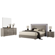 Suni 5pc Queen Bedroom Set w LED Headboard- Light Taupe Gray- 2 Nightstand