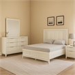 Toi 4pc Queen Bedroom Set w Dresser Mirror- Fluted LED- White Upholstery