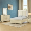 Toi 4pc Queen Bedroom Set w Dresser Mirror- Fluted LED- White Upholstery
