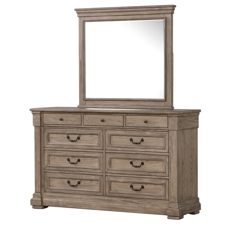 Roi 4pc Queen Bedroom Set- Tall Shutter Headboard- Weathered Gray