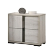 Hyao 4pc Queen Bedroom Set w LED Headboard- Whitewash- Dresser Mirror
