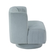 Joya Swivel Accent Chair- Barrel Wingback- Channeled Aqua Blue Polyester