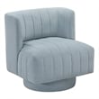 Joya Swivel Accent Chair- Barrel Wingback- Channeled Aqua Blue Polyester