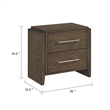 Ema Nightstand- 2 Drawers with Chrome Handles- Dark Walnut Brown