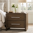 Ema Nightstand- 2 Drawers with Chrome Handles- Dark Walnut Brown