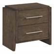Ema Nightstand- 2 Drawers with Chrome Handles- Dark Walnut Brown