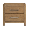 Cery Nightstand- 2 Drawer with Pewter Bar Handles & USB C Port- Brown