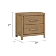 Cery Nightstand- 2 Drawer with Pewter Bar Handles & USB C Port- Brown