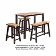 Amber 4pc Counter Height Table Set with 2 Stools- Natural Brown Wood Top