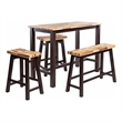 Amber 4pc Counter Height Table Set with 2 Stools- Natural Brown Wood Top