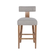 Tely Barstool Chair with Light Gray T Back- Natural Brown Wood Frame