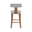 Tely Barstool Chair with Light Gray T Back- Natural Brown Wood Frame