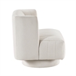Joya Swivel Accent Chair- Barrel Wingback- Channeled Beige Polyester