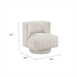 Joya Swivel Accent Chair- Barrel Wingback- Channeled Beige Polyester