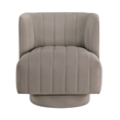 Joya Swivel Accent Chair- Barrel Wingback- Channeled Taupe Gray Polyester