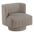 Joya Swivel Accent Chair- Barrel Wingback- Channeled Taupe Gray Polyester