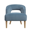 Dora Accent Chair- Open Barrel Back- Blue Velvet- Light Brown Legs