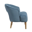 Dora Accent Chair- Open Barrel Back- Blue Velvet- Light Brown Legs