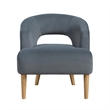 Dora Accent Chair- Open Barrel Back- Dark Gray Velvet- Light Brown Legs
