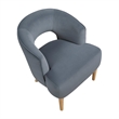 Dora Accent Chair- Open Barrel Back- Dark Gray Velvet- Light Brown Legs