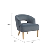 Dora Accent Chair- Open Barrel Back- Dark Gray Velvet- Light Brown Legs
