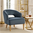 Dora Accent Chair- Open Barrel Back- Dark Gray Velvet- Light Brown Legs