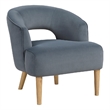Dora Accent Chair- Open Barrel Back- Dark Gray Velvet- Light Brown Legs