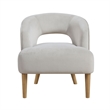 Dora Accent Chair- Open Barrel Back- Gray Velvet- Light Brown Legs