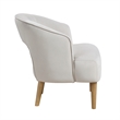 Dora Accent Chair- Open Barrel Back- Gray Velvet- Light Brown Legs