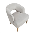 Dora Accent Chair- Open Barrel Back- Gray Velvet- Light Brown Legs