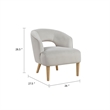 Dora Accent Chair- Open Barrel Back- Gray Velvet- Light Brown Legs