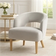 Dora Accent Chair- Open Barrel Back- Gray Velvet- Light Brown Legs