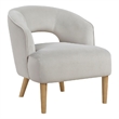 Dora Accent Chair- Open Barrel Back- Gray Velvet- Light Brown Legs