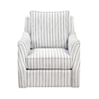 Boni Swivel Accent Chair- Foam Fill- Off White Polyester- Blue Stripes