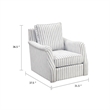 Boni Swivel Accent Chair- Foam Fill- Off White Polyester- Blue Stripes