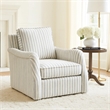 Boni Swivel Accent Chair- Foam Fill- Off White Polyester- Blue Stripes