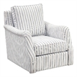 Boni Swivel Accent Chair- Foam Fill- Off White Polyester- Blue Stripes